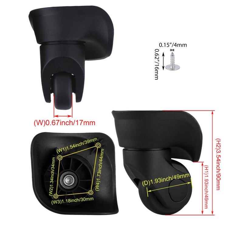 RDEXP 4 Holes DIY Luggage Swivel Caster Wheels with Installation Tool Left and Right Wheels Pack of 2 - Image 4